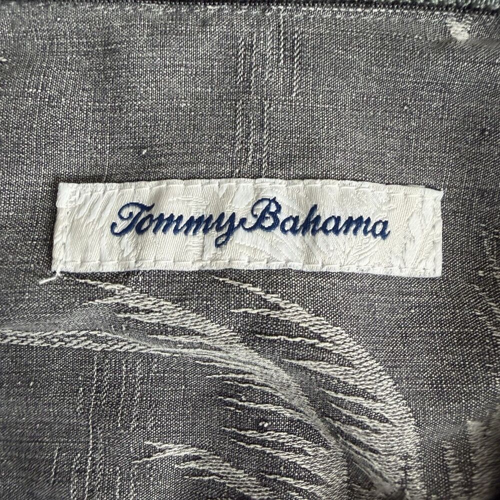 Tommy Bahama Palms In Parades Camp Shirt Gray Button Up Men’s IXL/ITG - Picture 2 of 9